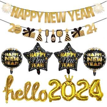 2024 Ano Novo Balão 2024 número da folha de Balão Novo Ano de 2024, banner festa de ano novo suprimentos 2024 Feliz Ano Novo a Decoração do Partido