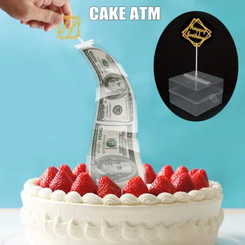 Atacado Engraçado Bolo ATM Caixa de Dinheiro Puxando Seguro Decorações Presente Surpresa para a Festa de Aniversário de Suprimentos topper Ferramentas de ANÚNCIOS