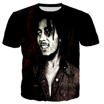 Bob Marley 3D Gráfico T-shirt Homens Mulheres Moda Casual Harajuku Estilo Manga Curta Rapper, Cantor de Hip Hop e Streetwear T-Shirt Tops