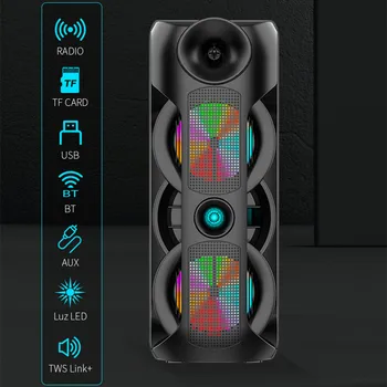 Caixa de som 80W Duplo Exterior de 8 polegadas Quadradas de Dança de Bluetooth alto-Falante sem Fio Portátil do Subwoofer K Música Amplificador Estéreo 3D
