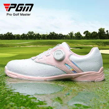 PGM Mulheres Sapatos de Golfe Impermeável, Anti-derrapante Mulheres de Peso Leve, Respirável Tênis de Senhoras Botão Alça de Calçados Esportivos XZ297