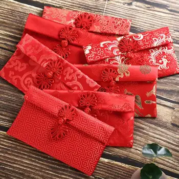 Chinês Envelope Vermelho Brocade Sorte, Dinheiro, Mola do Bolso do Festival de Saco de Presente Miúdos Amigo Vermelho de Pacotes Hongbao para o Casamento de Ano Novo