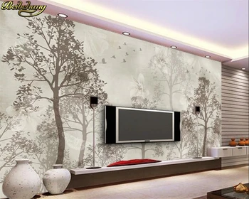 beibehang Personalizados em 3d papel de parede mural nostálgico resumo madeiras brancas flores borboleta plano de fundo do papel de parede papel de parede