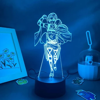Attack on Titan Anime Figura de Levi Ackerman 3D Led RGB de Néon Luzes da Noite Mangá de Presente Para o Amigo Lâmpada de Lava Mesa de Cabeceira Mesa de Decoração