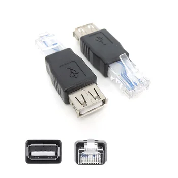 Ethernet USB fêmeas do Adaptador Ethernet RJ45 Macho para USB Fêmea Conversor de 10Mb/100Mbs Conector de Rede para Computadores Portáteis