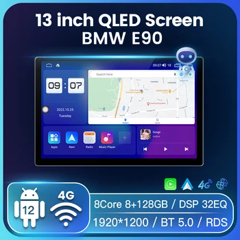 2 DIN Carro Android 12 Multimédia Leitor de Rádio para BMW Série 3 E90 E91 E92 E93 GPS de Navegação de Áudio Estéreo Chefe da Unidade de Automotivo
