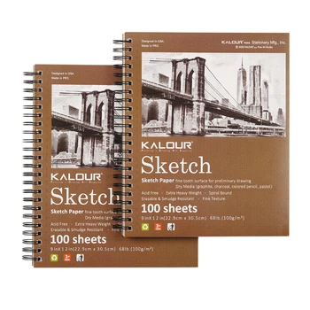 2pcs de Desenho Profissional Sketchbook 9*12inch100 Páginas em Branco a Página Interna da Bobina do Notebook Adequado para o Aluno a Criação de Arte