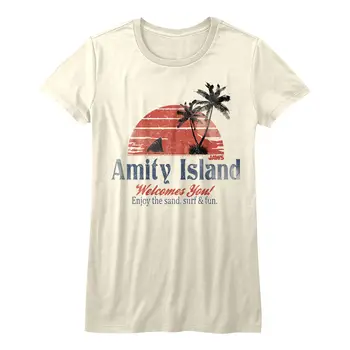 Jaws Filme Amity Island Congratula-se com Você Desfrutar de Surf, Mulheres Equipado T-Shirt