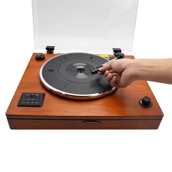 Qualidade superior Vintage Retro Madeira disco de Vinil Antigo Jogador mesa Giratória secretária USB BT Música alto-Falantes Estéreo Fonógrafo