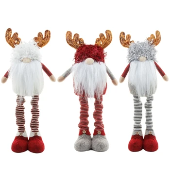 Natal Gnome Renas, Alces sueco Tomte Gnome Recheado de Pelúcia com Mola Retrátil Pernas Decorações de Natal Enfeites