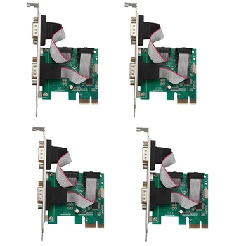 4X PCI-E E PCI Express Dual Serial DB9 RS232 2 Portas Controlador de Adaptador de Cartão Verde