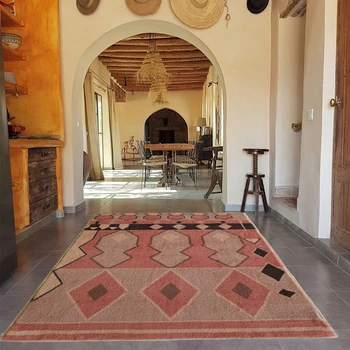 Marrocos Sala de estar Decoração Vintage Tapete Estilo Étnico Tapetes para o Quarto de Casa de Pelúcia antiderrapante, Tapete Engrossar Resumo Salão Tapete