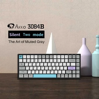Akko 3084 Silêncio sem Fio Mecânica de Jogo Teclado de 84 teclas de Dupla Modos de BT 3.0/Tipo-C PBT Dye-Sub Keycaps LED de Posição Reservados