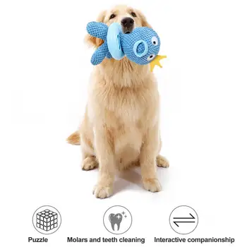 Projeto dos desenhos animados do Cão de Brinquedo Polvo Brinquedo do Cão com Squeaky Design Dentes de Moagem de Recurso Alimentar Vazamento Função de Pelúcia do animal de Estimação de Pequeno