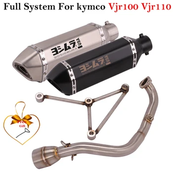 Escorregar Para kymco Vjr100 Vjr110 de Moto Completa do Sistema de Escape, Escape Modificar Frente Link Tubo de Moto Escapamento DB Killer de Fibra de Carbono
