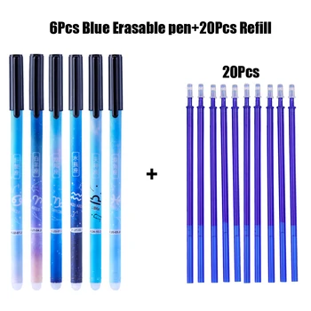 26Pcs/Set Apagável Caneta Gel 0,5 mm de Recarga de Tinta Azul Lavável Lidar Bonito Canetas Esferográficas de Hastes de Escrever Kawaii artigos de Papelaria