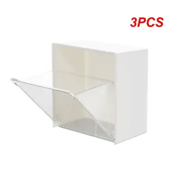 3PCS Transparente estojo Impermeável Soco-free Montado na Parede Faixa de Cabelo Cotonete Caixa de Acessórios de Casa de Banho Accessorie