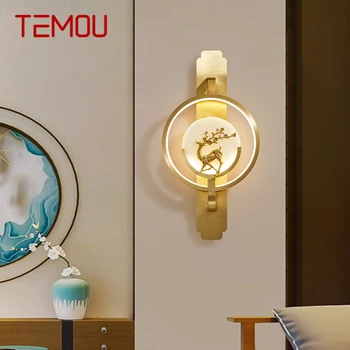 TEMOU de Bronze da Lâmpada de Parede LED Luxo Moderno Candeeiro de Luz da Decoração de Interiores Domésticos Quarto de Cabeceira, Sala de estar, Corredor de Lightin