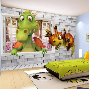 wellyu papel de parede Personalizado papel de parede 3d foto murais de quarto de crianças de plano de fundo do papel de parede quebrada dinossauro estéreo papel de parede