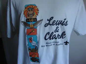 Vintage anos 80 Lewis & Clark Sioux Conselho Boy Scouts Of America, T-Shirt Tamanho L