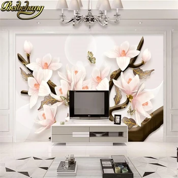 beibehang 3D socorro flor de Magnolia mural de parede para sala de jantar do hotel revestimento de parede murais-3d papel de parede decoração da casa
