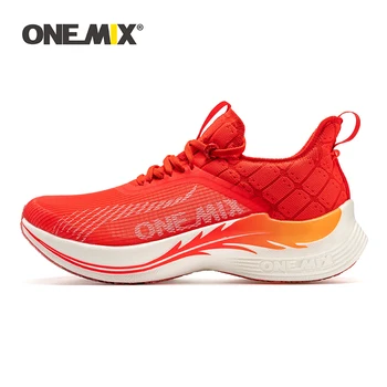 ONEMIX Homens Maratona de Tênis de Fibra de Carbono, Chapa de Sapatos de Corrida Profissional Leve a Tecnologia Homens do Tênis Para o Exterior