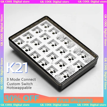 Três modos de K21 Bluetooth Número de Personalização Mecânica Teclado Numérico Kit Transparente 21 Teclas Numpad de E-sports Teclado Numérico
