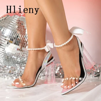 Hlieny Elegante Bling Cristal de Mulheres Sensuais Sandálias de PVC Transparente Salto Alto Pulseira de Fivela Gladiador Bombas de Senhoras Sapatos de Casamento