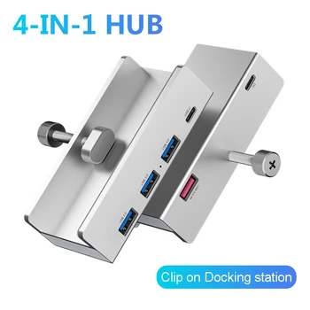 4 portas USB 3.0 HUB com Fonte de Alimentação USB3.0 Divisor de Adaptador Clip-tipo Multi Divisor de 5G de Alta Velocidade de Transmissão de Dados para o Portátil