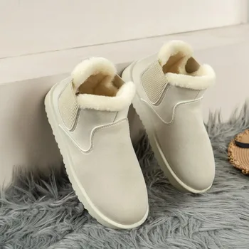 Mulheres Botas de Neve Quente Luxuoso Slip-on Sólido Plus Size Moda Fêmea Bota de Inverno Senhoras Confortável Mulheres Sapatos de Algodão NOVO
