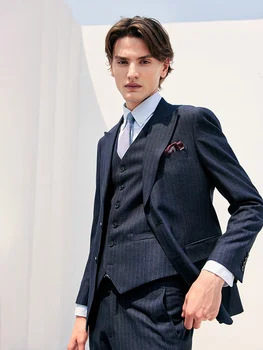Homens Ternos Profundamente Cinza Roxo Faixa de Luxo Formal de Casamento do Noivo Desgaste Blazer Veste Calça Slim Fit 2022 Outono de Roupas Plus 60A