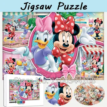 Disney 300/500/1000 Peças de Quebra-Cabeças Minnie e Margarida Quebra-cabeça para Crianças Menina Bebê Educacional Artesanal de Brinquedos Jogo da Família