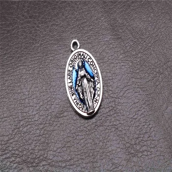 Encanto Azul Maria Católica Dom Virgem Maria, Sagrado Coração De Amuleto Uma Medalha No Peito A Medalha De 10