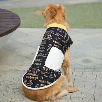 Golden Retriever Cão Roupas Casaco Carta De Estimação Vestuário De Moda Que Os Cães Pequenos Splicing Grosso Macio Quente Traje De Outono Inverno Mascotas