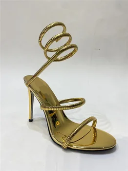 Sexy Sandalias Tornozelo Envoltório Sandálias Slingback Mulheres Sapatos De Dedo Do Pé Aberto Finos Saltos Designer Zapatos Para Mujeres De Luxo Chaussure
