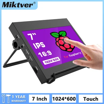 Miktver de 7 Polegadas HD 1024*600 IPS Touchscreen Mini Raspberry Pi Monitor Com o Caso,o Suporte de Montagem VESA,HDMI/VGA Áudio/Vídeo Entradas
