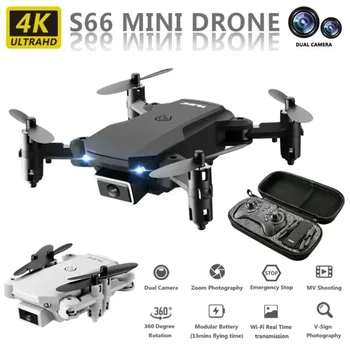 Novo S66 Mini Drone 4K HD WiFi da Câmera Fpv Ar Altitude de Pressão de Manutenção de 15 Min a Vida útil da Bateria Dobrável Quadcopter GAROTO Presente