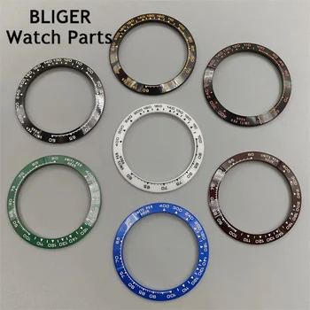 BLIGER 39.5 mm preto/azul/verde/branco moldura Inserir bisel de cerâmica relógio de acessórios de ajuste 41mm homens relógios