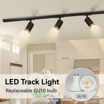 Definir a Faixa de Luz de Iluminação de Teto Led GU10 Substituível Bulbo do Projector do Sistema de Trilho de luz para Sala de estar, Loja de Luzes Led Spot