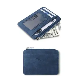 Fosco Multi-cartão de Dinheiro Pequeno Saco de Couro Retro Presente para o Pai Coin Purse Carteira do Titular do Cartão de Clip de Dinheiro