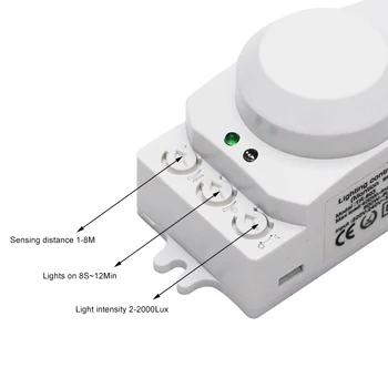 5.8 GHz HF Sistema de DIODO emissor de micro-ondas de 360 Graus do Interruptor do Sensor de Movimento do Interruptor de Luz, do Corpo de Detector de Movimento