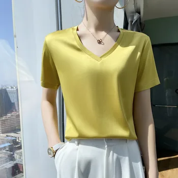Roupas Vintage Y2k Tops Camiseta Camisas Casuais para Mulheres Streetwear Mulheres de Roupas de Moda Elegante de Cetim Confortável Verão Tees