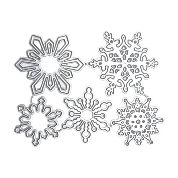 5 Peças/Set flocos de Neve cortantes Vários Tamanhos de flocos de Neve da Forma do Relevo Script Morrer Stencils para DIY Scrapbooking