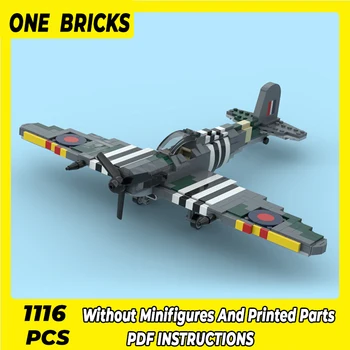 Moc Tijolos para Construção Lutador Modelo Supermarine Spitfire o Dia D, Versão Tecnologia Modular de Blocos Presentes Brinquedos Para Criança DIY Montagem