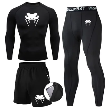 Homens Compressão MMA Longa ou Manga Curta T-shirt dos Homens de Calças Apertadas de Fitness Musculação Roupas Rashguard Esportes Ternos