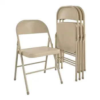 Pilares de Aço Cadeira Dobrável (4 unidades), Bege portátil cadeira de acampamento, cadeiras, cadeira dobrável banquinho dobrável portátil dobrável