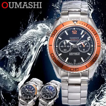 OUMASHI Homens Super Estilo OMG Cinco Agulhas do Relógio com Função de Temporização Relógio de Quartzo Brilho Impermeável Relógio de Mergulho 806