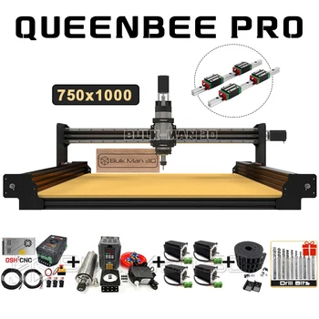Preto 750x1000mm QueenBee PRO Router do CNC do Kit Completo Lineares Atualizado 4Axis máquinas para Marcenaria Gravador