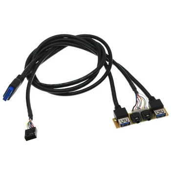 60cm Frente Caso o Painel de USB3.0+USB3.0+conector de Áudio HD Portas de e/S da Placa+Interna do Fio USB Bisel de Linha DIY Caso de Extensão de Linha