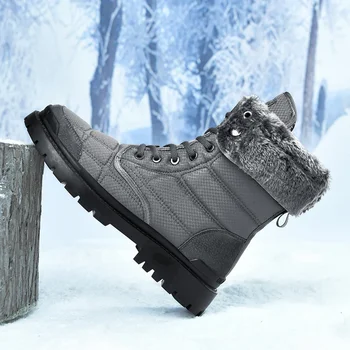 Inverno Quente de Moda de Botas de Neve para Homens Exterior Anti-derrapante Botas Confortáveis Homem Alto Topo Sapatos Casuais dos Homens disco Rígido vestindo Botas